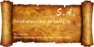Stefanovits Arikán névjegykártya